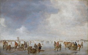 Scena zimowa na lodzie autorstwa Jan van Goyen