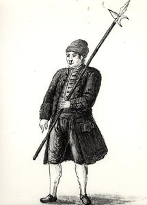 Robotnik z Arsenału Weneckiego (akwarela na papierze) (zdjęcie czarno-białe) autorstwa Jan van Grevenbroeck