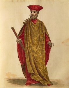 Capitano Generale Da Mar (kapitan generalny marynarki wojennej) Serenissima Republic of Venice, Jan van Grevenbroeck lub Giovanni Grevembroch (1731-1807), Gli Donne de Veneziani, z ilustrowanej księgi kostiumów, akwarela autorstwa Jan van Grevenbroeck