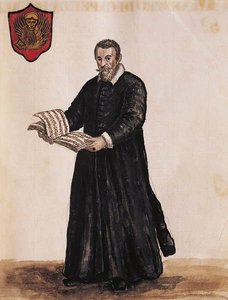 Claudio Monteverdi (pióro i atrament i toaleta na papierze) autorstwa Jan van Grevenbroeck
