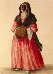 Moretta, maska ​​wenecka, akwarela Giovanni Grevembroch, Włochy