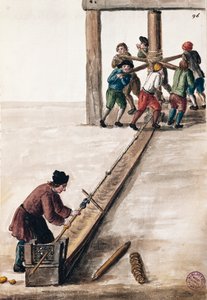 Pręty do obróbki ilustracji miętowej z Ilustrowanej księgi strojów weneckich, Jan Grevenbroeck (1731-1807), akwarela, Włochy