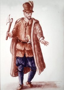 Scapolo di galéa: Płatny wioślarz na galerach w XVIII wieku. Rysunek akwarelowy i tusz z rękopisu „Zwyczajności Wenecjan” Jana van Grevenbroecka (lub Giovanniego Grevembrocha (Grevenbrocha) (1731-1807) autorstwa Jan van Grevenbroeck