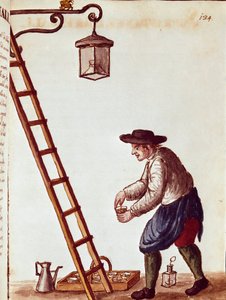 Małe metier: lampy oświetleniowe Rysunek akwarelowy i tusz z rękopisu Jana van Grevenbroecka (lub Giovanni Grevembroch (Grevenbroch) (1731-1807) autorstwa Jan van Grevenbroeck