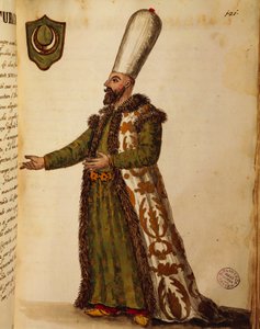 Ambasador Turcji w Wenecji, kolorowa rycina Giovanniego di Grevembrocha, z Gli abbigliamento de veneziani (kostiumy Wenecjan), tom II, tablica 121 autorstwa Jan van Grevenbroeck