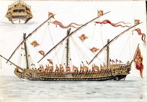 Galesus wenecki. Rysunek akwarelowy i tusz z rękopisu „Zwyczajności Wenecjan” Jana van Grevenbroecka (lub Giovanniego Grevembrocha (Grevenbrocha) (1731-1807) autorstwa Jan van Grevenbroeck