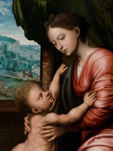 Fragment Matki Boskiej z Dzieciątkiem (olej na desce) autorstwa Jan van Hemessen