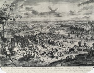 Sceny bitewne z: Dumont et Rousset, Histoire militaire du Prince Eugene (1663-1736), seria ośmiu rycin autorstwa Jan van Huchtenburgh
