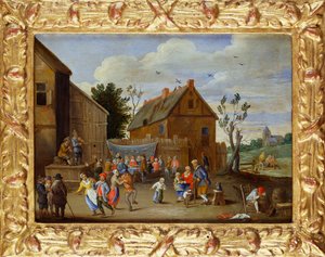 Uczta weselna na dziedzińcu karczmy autorstwa Jan van Kessel