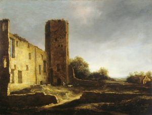Ruiny zamku Egmond aan den Hoef w pobliżu Alkmaar autorstwa Jan van Kessel
