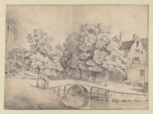 Widok na Leidsegracht w Amsterdamie, widziany z Keizersgracht autorstwa Jan van Kessel