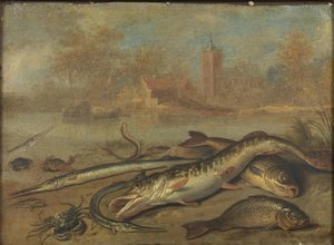 Ryby i krajobraz autorstwa Jan van Kessel the Elder