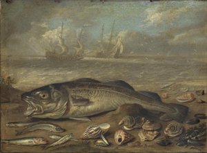 Ryby i krajobraz morski autorstwa Jan van Kessel the Elder