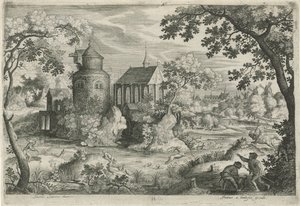 Polowanie na jelenie w kaplicy autorstwa Jan van Londerseel