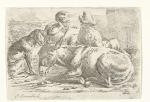 Dwóch odpoczywających poganiaczy osłów autorstwa Jan van Ossenbeeck
