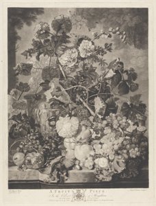 Kawałek owocu, grawerowany przez Richarda Earloma, 1781 autorstwa Jan van after Huysum