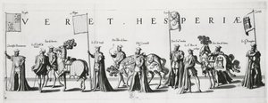 Ramiona Kastylii i Leona na procesji pogrzebowej cesarza Karola V, 1559 autorstwa Jan van and Doetechum Doetechum the elder