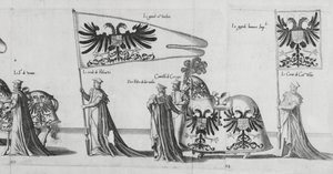 Banery w procesji żałobnej cesarza Karola V, 1559 autorstwa Jan van and Doetechum Doetechum the elder