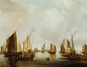niderlandzki: statki w ujściu rzeki port morski