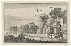 Figuren met koeien bij een ruïne Ruiny (tytuł serii) (tytuł serii)