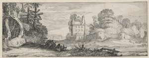 Widok zrujnowanego domu przy murze Krajobrazy i ruiny (tytuł serii) Amoenissimae aliquot Regiunculae (tytuł serii) autorstwa Jan van de Velde (II)