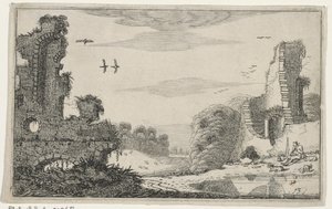 Herder bij een ruin Ruiny (tytuł serii) (tytuł serii) autorstwa Jan van de Velde (II)