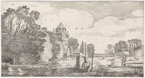 Mały Houtpoort w Haarlemie Zabawne pejzaże i zabawne wiersze (tytuł serii) autorstwa Jan van de Velde (II)