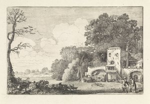 Krajobraz ze zwolnieniem Hagar i Ismaela Krajobrazy (tytuł serii) Amenissimae aliquot requculae (tytuł serii) autorstwa Jan van de Velde (II)