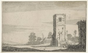 Ruïne van een toren w een landscape Ruiny (tytuł serii) (tytuł serii) autorstwa Jan van de Velde (II)