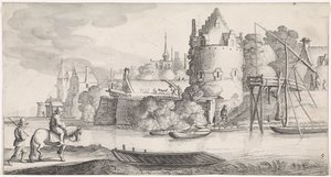 Miasto nad rzeką Plaisante pejzaże i zabawne wiersze (tytuł serii) autorstwa Jan van de Velde (II)