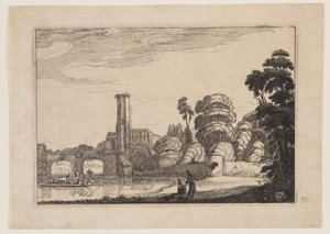 Prom przed kamiennym mostem autorstwa Jan van de Velde II