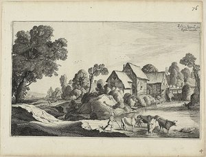Stado bydła w bród w pobliżu młyna wodnego autorstwa Jan van de Velde II