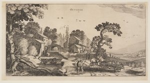 Październik, z Dwanaście miesięcy w roku autorstwa Jan van de Velde II