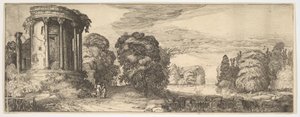 Świątynia Sybilli w Tivoli z Pejzaży i Ruin, ca. 1615.