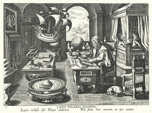 Lapis Polaris Magnes (grawerowanie) autorstwa Jan van der Straet