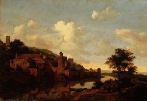 Ufortyfikowane miasto nad rzeką (panel)