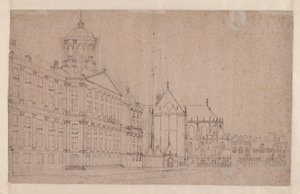Plac Dam z nowym ratuszem autorstwa Jan van der Heyden