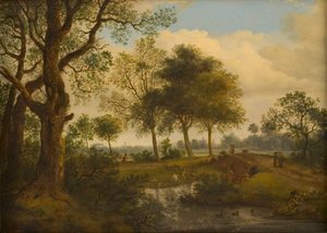 Krajobraz z kąpiącymi się autorstwa Jan van der Heyden