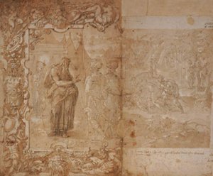 Rysunek do gobelinu z historią Ulissesa i Diomedesa autorstwa Jan van der Straet