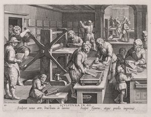 Rzeźba w Aes, warsztat grawera autorstwa Jan van der Straet, called Johannes Stradanus