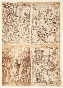 Osiem scen z życia San Giovanni Gualberto (recto i verso) autorstwa Jan van der Straet, called Stradanus