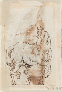 Strona książki do rysowania; Studium do malarstwa św. Magdaleny; Ogier autorstwa Jan van der Straet, called Stradanus