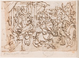Strona szkicownika; Adoracja Trzech Króli; Św. Krzysztof i Dzieciątko Jezus autorstwa Jan van der Straet, called Stradanus