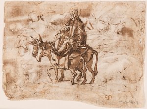 Strona szkicownika; Ucieczka do Egiptu; Ukrzyżowanie autorstwa Jan van der Straet, called Stradanus