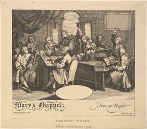 Bilet na koncert - Kaplica Maryi, Piąta w nocy, 1 maja 1799. autorstwa Jane Ireland