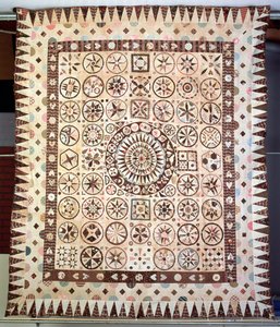 Patchworkowa narzuta na łóżko, Irlandia, 1850-60 (materiał) autorstwa Jane Pizar