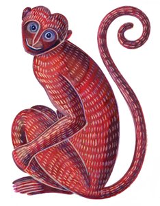 Małpa, 1996, (atrament i gwasz) autorstwa Jane Tattersfield
