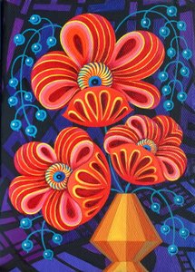 Czerwone kwiaty z jagodami, 2016, autorstwa Jane Tattersfield