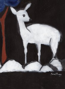 Jeleń z Washington Park II, ok. 2017 (węgiel, gesso i kazeina na papierze) autorstwa Janel Bragg