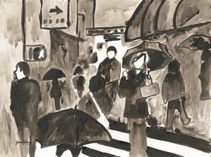 Manhattan Abstract II ok. 2014 (tusz na papierze) autorstwa Janel Bragg